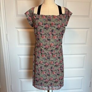 bebe Floral Mini Dress with Black Straps Sz Large
